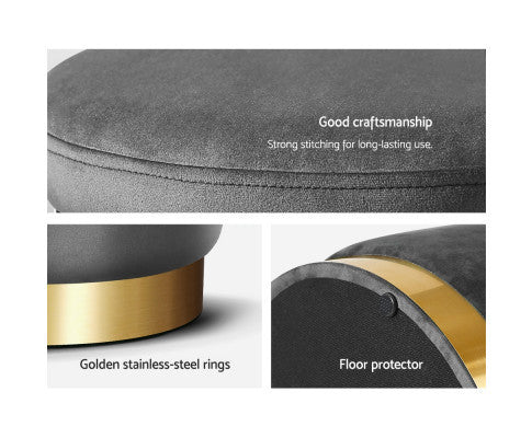 LINDEN VELVET FABRIC OTTOMAN FOOTSTOOL WITH STORAGE - CHARCOAL
