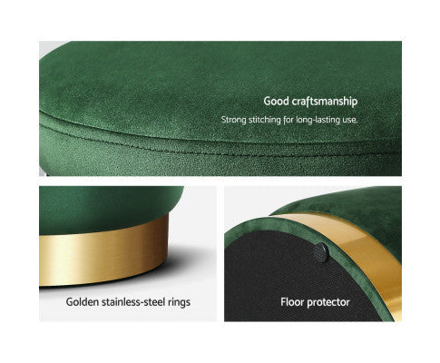 LINDEN VELVET FABRIC OTTOMAN FOOTSTOOL WITH STORAGE - GREEEN