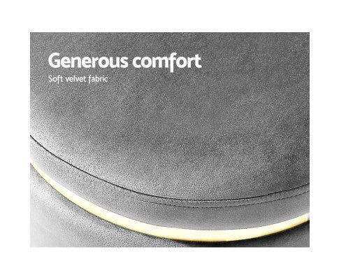 LINDEN VELVET FABRIC OTTOMAN FOOTSTOOL - CHARCOAL