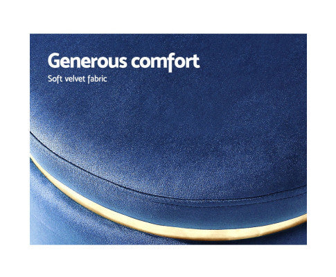 LINDEN VELVET FABRIC OTTOMAN FOOTSTOOL - NAVY
