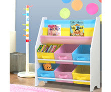 CARMEL 2-TIER KIDS BOOKCASE WITH 6 STORAGE BOXES - WHITE