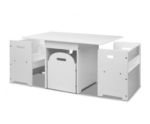 RUDY KIDS TABLE AND CHAIR SET - WHITE