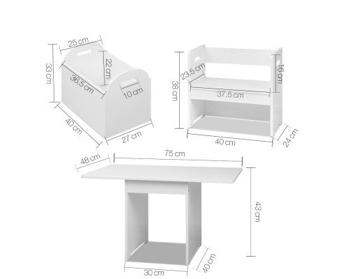 MONA KIDS TABLE AND CHAIR SET ( FUNKI-RUDY-WH) - WHITE