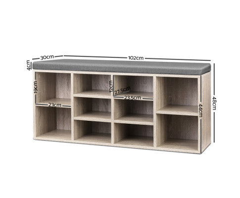 SHOE RACK WITH CUSHION & 10 COMPARTMENTS - 480(H) x 1020(W) - AS PICTURED