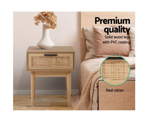 JOHNSON 1 DRAWER BEDSIDE TABLE - NATURAL