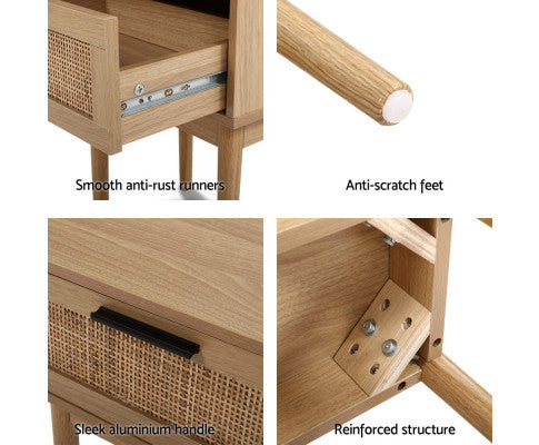 JOHNSON 1 DRAWER BEDSIDE TABLE - NATURAL
