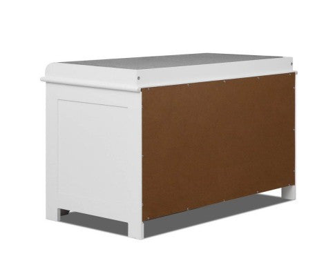 RONDA FABRIC SHOE BENCH WITH DRAWER - WHITE & GREY