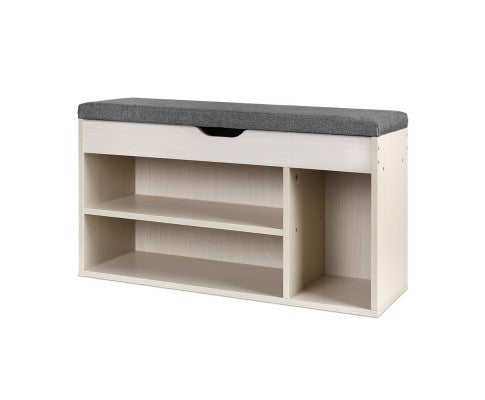 WENDERS WOODEN SHOE CABINET ORGANISER - NATURAL / GREY