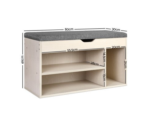 WENDERS WOODEN SHOE CABINET ORGANISER - NATURAL / GREY