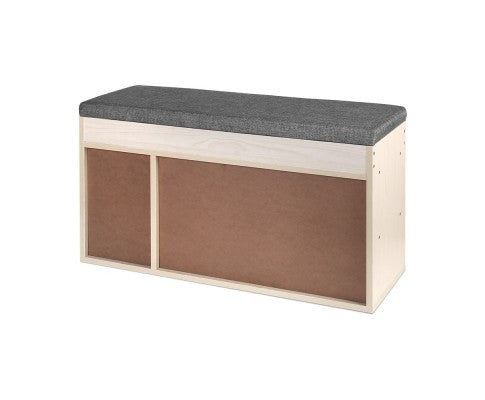 WENDERS WOODEN SHOE CABINET ORGANISER - NATURAL / GREY