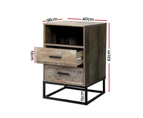 KELLAN 2 DRAWER BEDSIDE TABLE - AS PICTURED