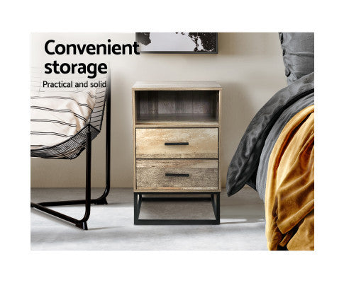 KELLAN 2 DRAWER BEDSIDE TABLE - AS PICTURED