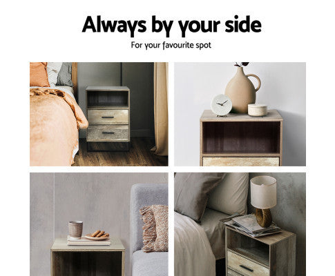 KELLAN 2 DRAWER BEDSIDE TABLE - AS PICTURED