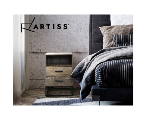 KELLAN 2 DRAWER BEDSIDE TABLE - AS PICTURED