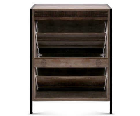 ASRINA 12 PAIR WOODEN VINTAGE SHOE RACK STORAGE CABINET - WOOD