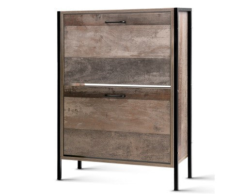 ASRINA 12 PAIR WOODEN VINTAGE SHOE RACK STORAGE CABINET - WOOD