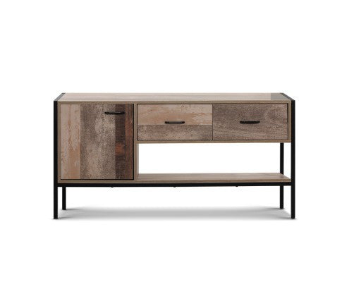 KELLAN INDUSTRIAL TV STAND ENTERTAINMENT UNIT STORAGE CABINET - NATURAL