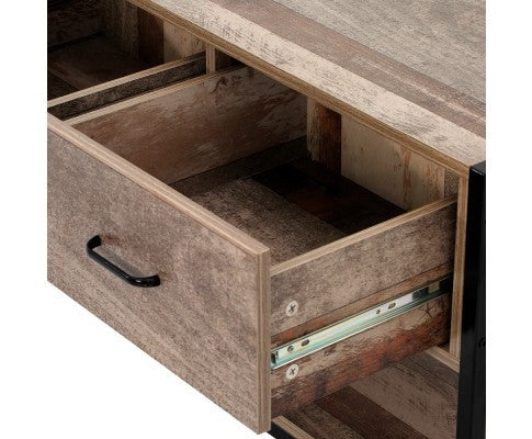 KELLAN INDUSTRIAL TV STAND ENTERTAINMENT UNIT STORAGE CABINET - NATURAL