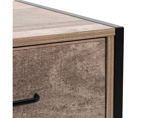 KELLAN INDUSTRIAL TV STAND ENTERTAINMENT UNIT STORAGE CABINET - NATURAL