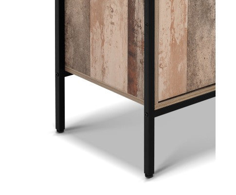 KELLAN INDUSTRIAL TV STAND ENTERTAINMENT UNIT STORAGE CABINET - NATURAL