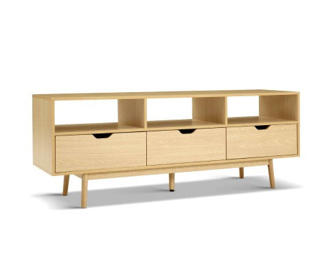ETINA SCANDINAVIAN ENTERTAINMENT UNIT WITH 3 DRAWERS - 600(H) x 1600(W) - NATURAL