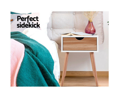 TABITHA 1 DRAWER BEDSIDE TABLE - TWO TONE