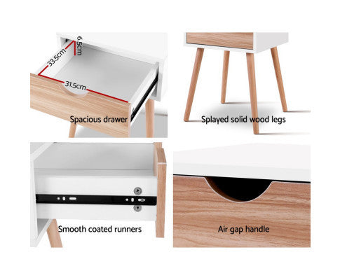 TABITHA 1 DRAWER BEDSIDE TABLE - TWO TONE