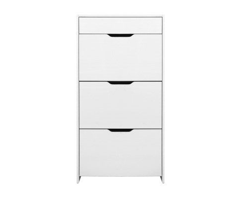 HAMILTON 3 TIER SHOE CABINET - HIGH GLOSS WHITE
