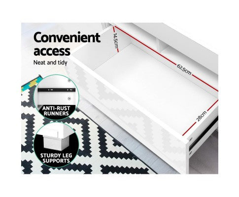 HAMILTON 2 DRAWER - 450(H) x 2000(W) - TV ENTERTAINMENT UNIT WITH RGB LED – HIGH GLOSS WHITE