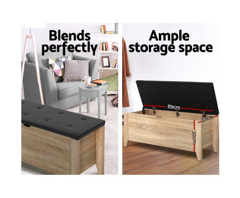 HESTER OTTOMAN STORAGE BOX - OAK