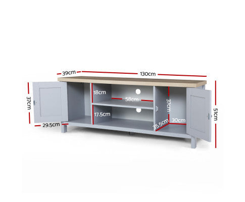 WEBSTER 2 DOOR TV CABINET ENTERTAINMENT UNIT - GREY & OAK