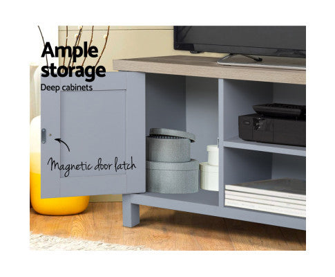 WEBSTER 2 DOOR TV CABINET ENTERTAINMENT UNIT - GREY & OAK