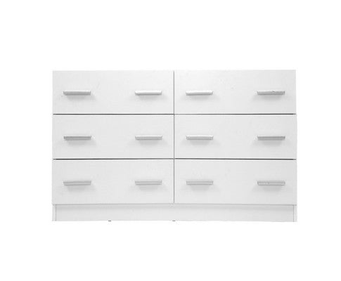 ALREY 6 DRAWER LOWBOY / DRESSER - 690(H) x 1105(W) x 420(D) - WHITE