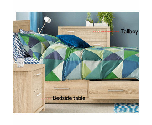 JOHNSON 2 DRAWER BEDSIDE TABLE - NATURAL