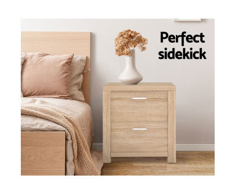 JOHNSON 2 DRAWER BEDSIDE TABLE - NATURAL