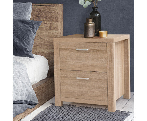 JOHNSON 2 DRAWER BEDSIDE TABLE - NATURAL
