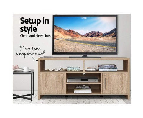 LENNY 2 DOOR TV ENTERTAINMENT UNIT - OAK
