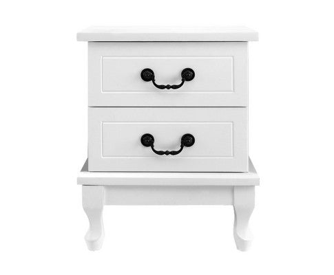 ALEXIS 2 DRAWER BEDSIDE TABLE - WHITE