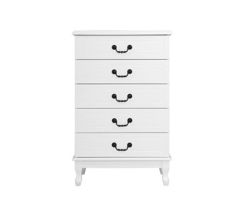 ALEXIS 5 DRAWER TALLBOY - WHITE