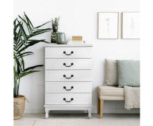 ALEXIS 5 DRAWER TALLBOY - WHITE