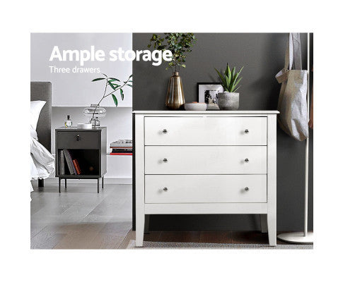 ARABELLA 3 DRAWER LOWBOY - WHITE