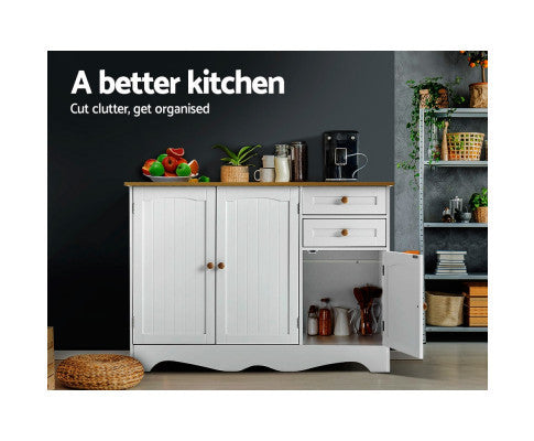 ARABELLA 2 DRAWER/ 3 DOOR SIDEBOARD - 780(H) x 1100(W) x 400(D) - WHITE