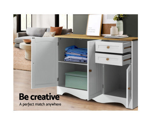ARABELLA 2 DRAWER/ 3 DOOR SIDEBOARD - 780(H) x 1100(W) x 400(D) - WHITE