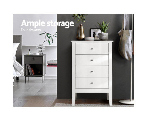 ARABELLA 4 DRAWER TALLBOY - WHITE