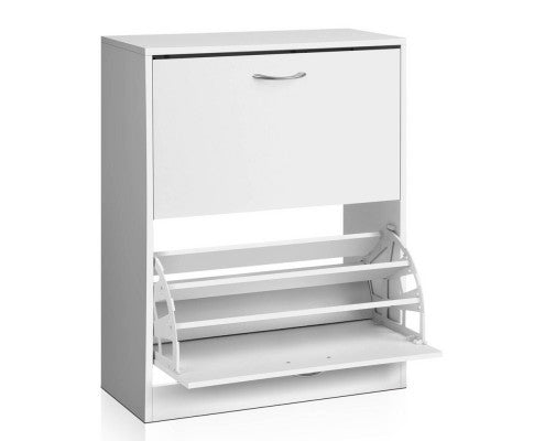 CRESSIDA SHOE CABINET WITH 2 STORAGE COMPARTMENTS - WHITE