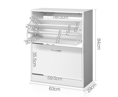 CRESSIDA SHOE CABINET WITH 2 STORAGE COMPARTMENTS - WHITE
