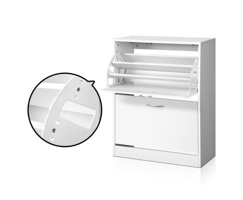 CRESSIDA SHOE CABINET WITH 2 STORAGE COMPARTMENTS - WHITE