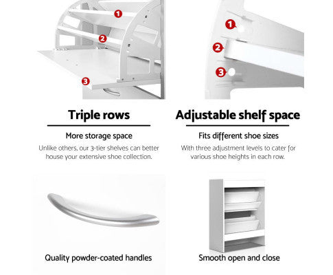 CRESSIDA SHOE CABINET WITH 2 STORAGE COMPARTMENTS - WHITE