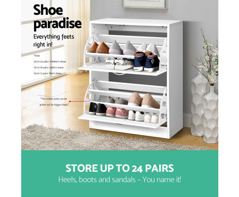 CRESSIDA SHOE CABINET WITH 2 STORAGE COMPARTMENTS - WHITE