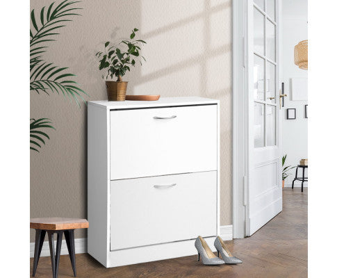 CRESSIDA SHOE CABINET WITH 2 STORAGE COMPARTMENTS - WHITE